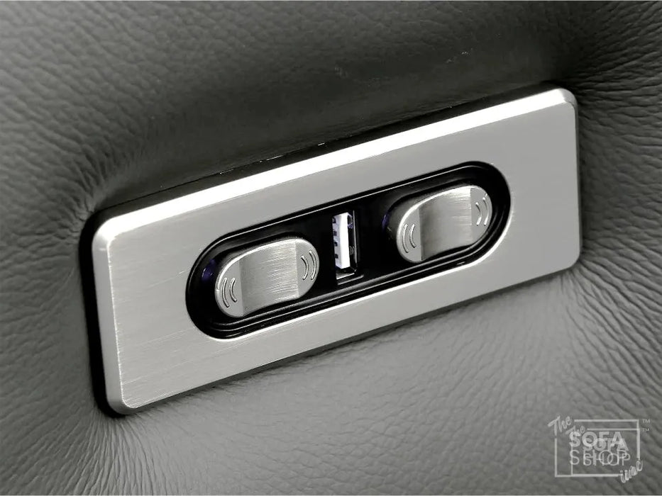 1 Seat Real Leather Electric Recliner Chair In Grey | Hi-Tech Chair with Power + Massage + USB + Adjustable Headrest | Turin Series Two