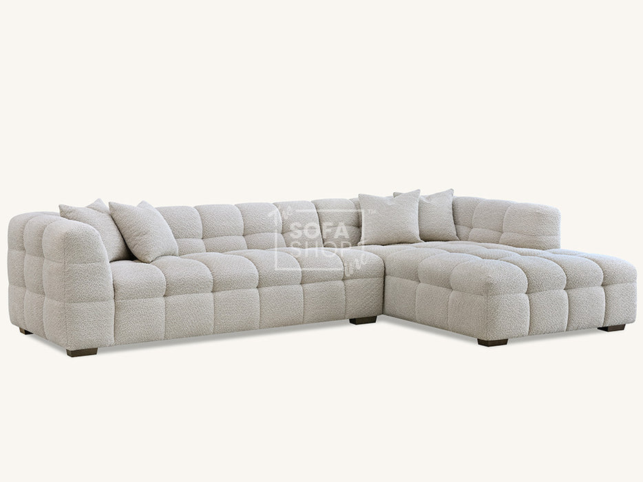 Left Hand Cream Corner Sofa In Boucle Fabric - Tribeca