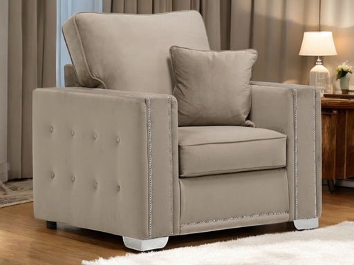 Beige Plush Velvet Armchair - Kensington - Sample Sofas 43