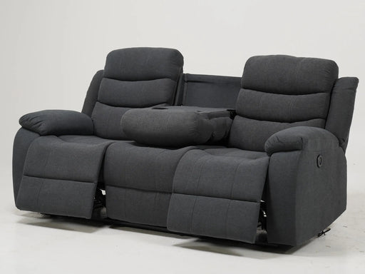 3 Seater Electric Recliner Sofa in Dark Grey Fabric with Drop-Down Table, USB Ports, Cup Holder | Sofa Has Been Used – Good Condition | Chelsea | Second Hand Sofa 94