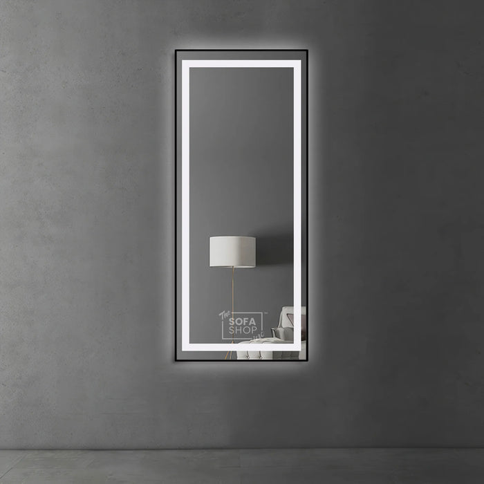 Large Rectangular Mirror with Adjustable Lighting in Black, Gold, or Silver - Copper-Free Silver Mirror