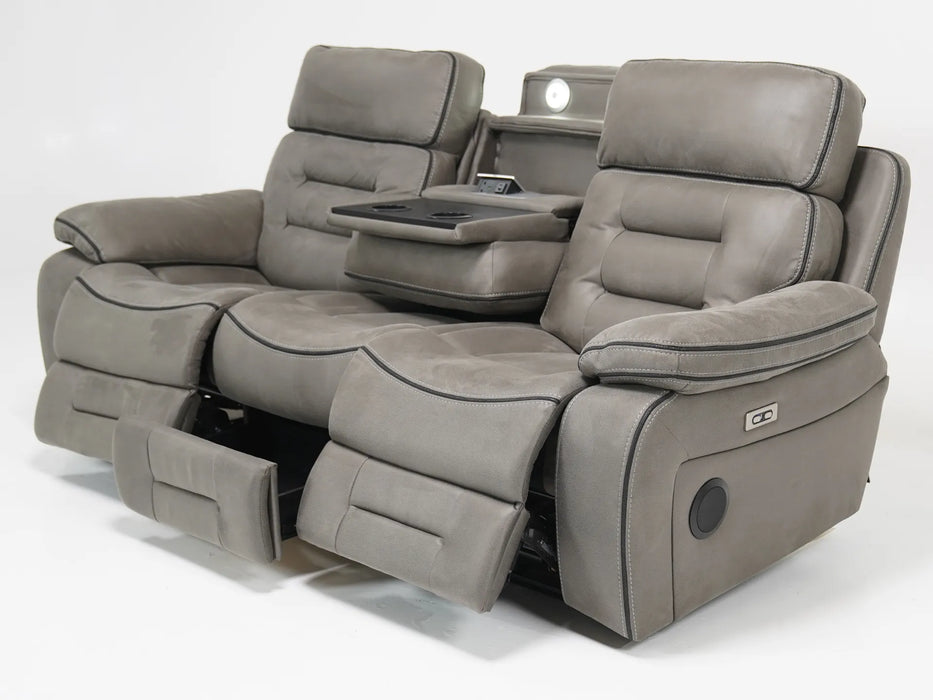 3 Seater Electric Recliner Cinema Sofa In Grey Resilience Fabric | Left & Right Side Panels Scuffed at Back | Tuscany | Customer Return in Good Condition – Second Hand Sofas 11