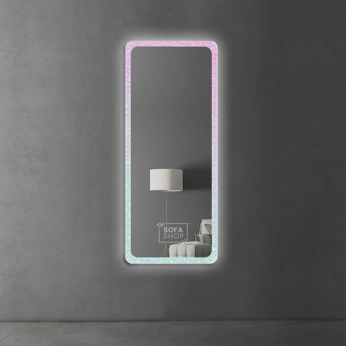 Rectangular Free Standing Mirror with LED Lights and Acrylic Frame - 60x165cm