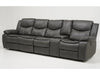 4 Seater Electric Recliner Sofa in Grey Leather with Wireless Charging, USB Ports, Cup Holders, and 2 Drop-Down Tables | Slightly Used | Highgate | Second Hand Sofa 90