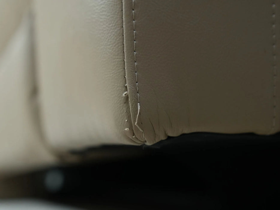 2 Seater Electric Recliner Sofa in Cream Faux Leather | Storage, Cup Holders & USB Ports | Scuff on Side Panel + No Feet | Solero | Ex Display Sofas 111