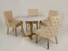 Gold Dining Table with 4x Cream Chesterfield Chairs | Can Be Cleaned - Chairs Slightly Dirty | Second Hand Sofas 57