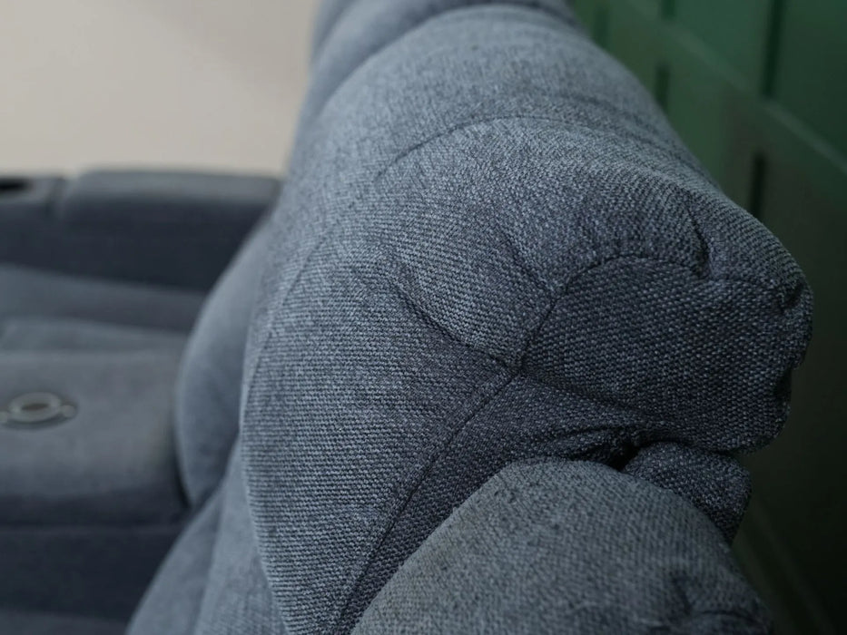 2 Seater Electric Recliner Sofa in Grey Tweed Fabric | Worn Fabric, Uneven Ears | Lawson | Ex Display Sofas 113