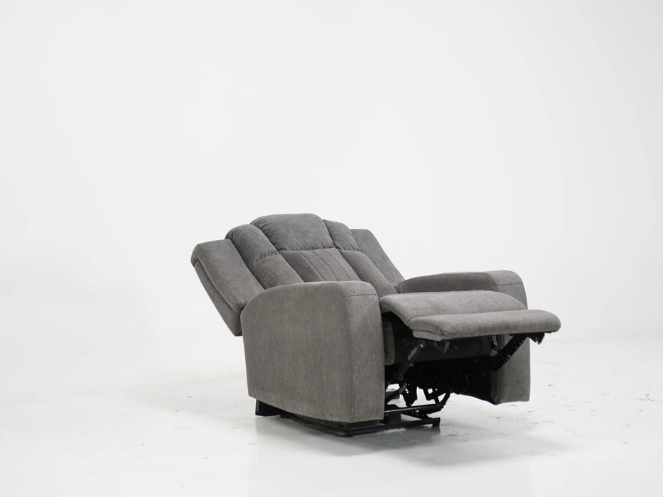 Electric Recliner Cinema Chair in Light Grey Fabric with Cup Holders - Sample Sofa 21