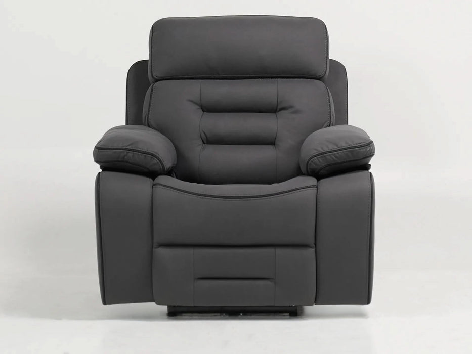 1 Seater Grey Fabric Electric Recliner Cinema Chair | Hi-Tech Armchair With Vibration Massage, Power Headrest, USB Charging & Storage | Tuscany | The Sofa Shop
