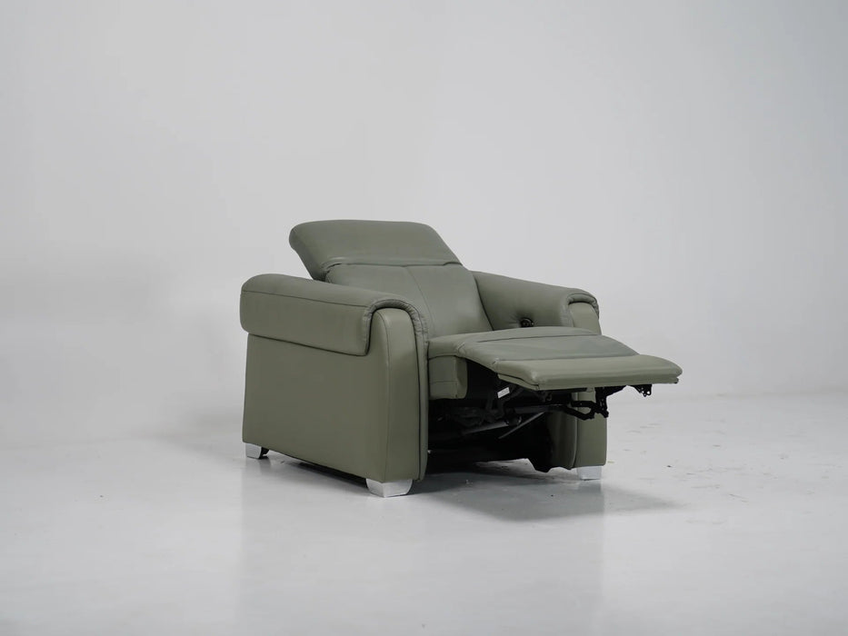 1 Seater Electric Recliner – Light Green with Adjustable Headrest & USB Ports - Turin - 10