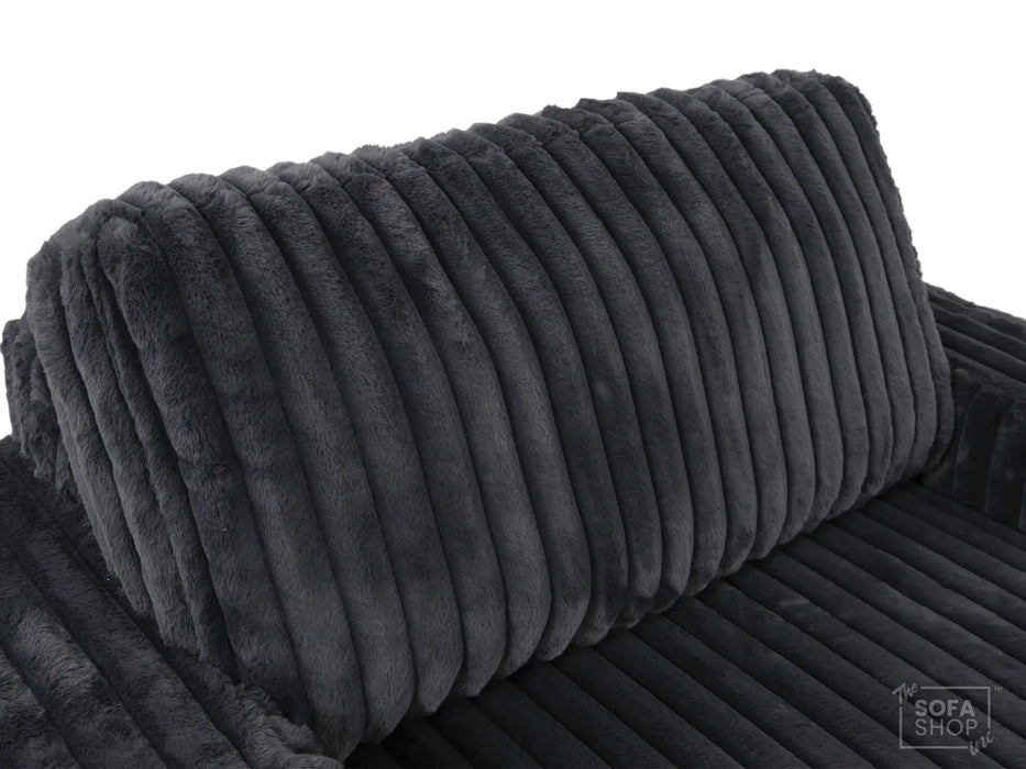 Extendable Electric Sofa - Bed in Grey Corduroy Fabric | 3 Seater Smart Cinema Couch with Power Sliding Motion | USBc Charging Ports | Palma