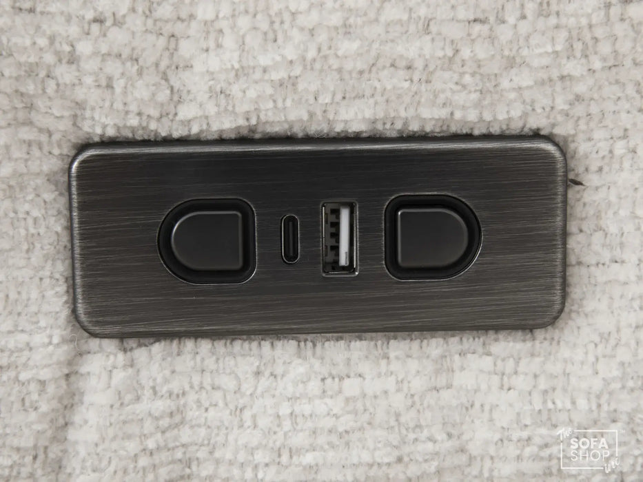 Extendable Electric Sofa Bed Chair in Cream Chenille Fabric | 1 Seat Power Sliding Sofa Bed Perfect for Home Cinema & Theatre Room | USBc + Extra Cushions - Palma