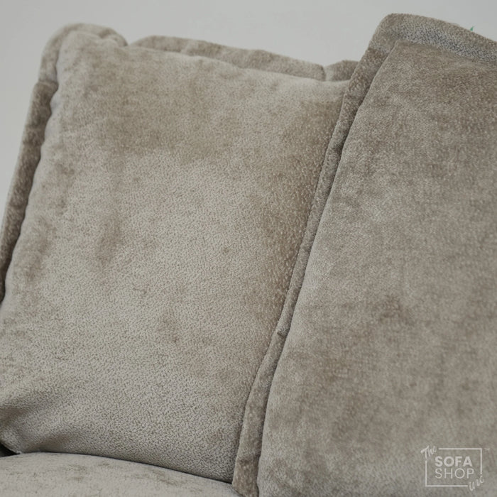2 Seater Beige Static Sofa With Removable Cushions | Dent On LHF Arm | Genova | Second Hand Sofa 29