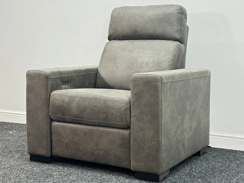 Grey Fabric Electric Recliner Chair - Light Damage on Left-Hand Panel - Ex Display Chair 100