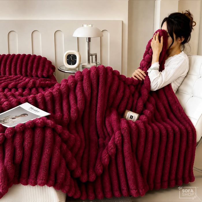 Premium Red Flannel Plush Blanket 150x200cm | Warm Soft Plush Throw for Couch, Bed And Sofa | The Sofa Shop