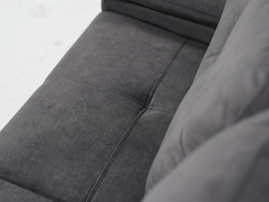 2 Seater In Dark Grey Velvet With Chrome Feet Kansas - Sample Sofas 19