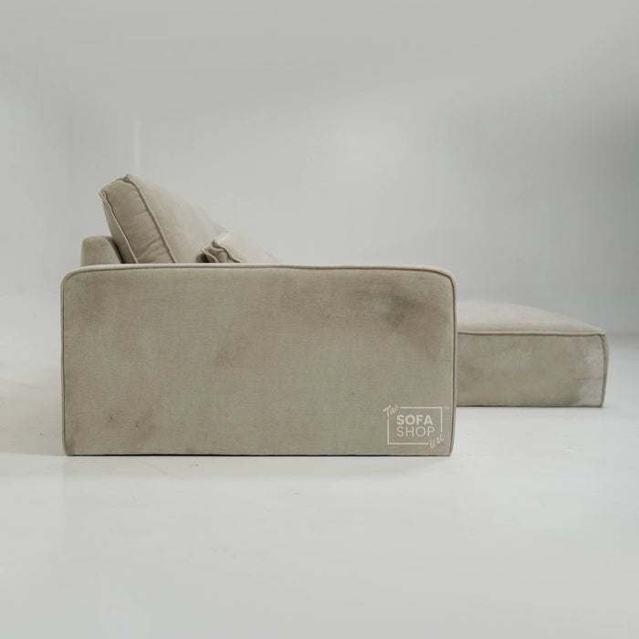 4 Seater Static Fabric Sofa & Footstool | RHF Stain, Back Damage & No Feet | Vicenza | Second Hand Sofa 27