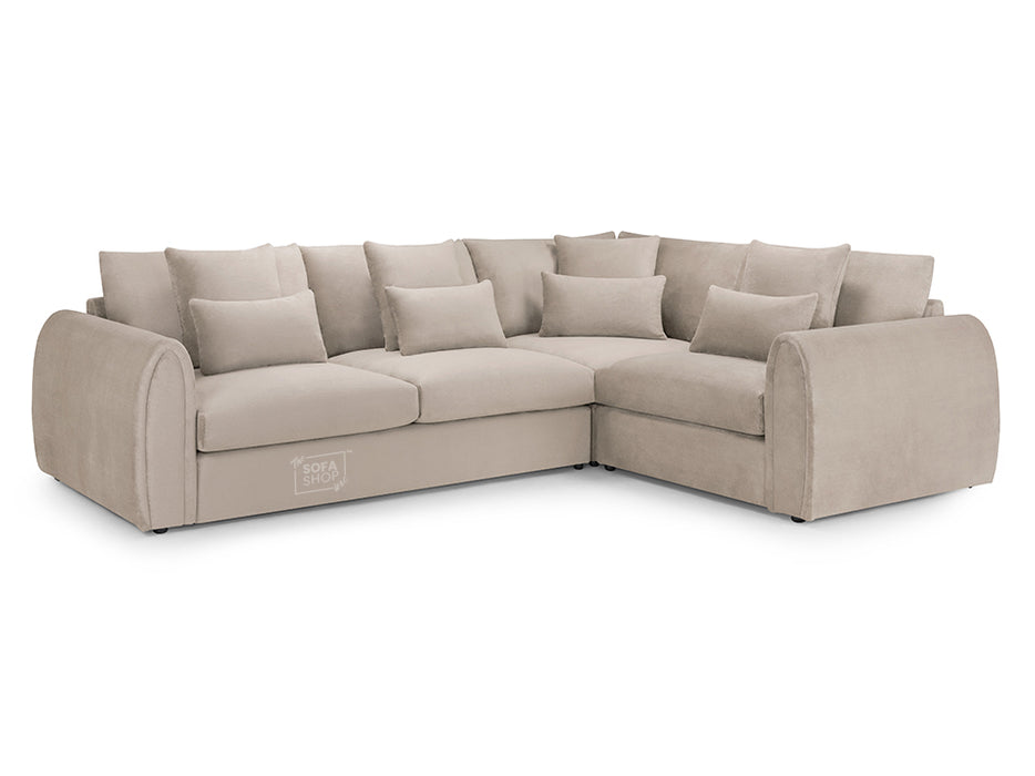 Right Hand Facing Corner Sofa in Grey Or Beige Fabric - Mirabel