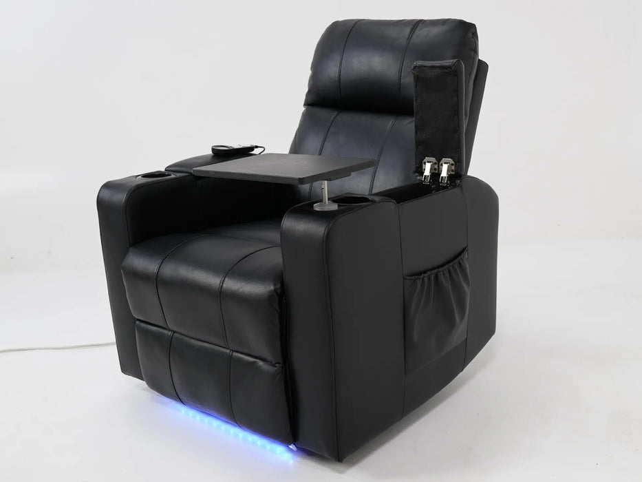 Electric Recliner Chair & Cinema Seat in Black Leather | Scuff On Back of The Backrest | Modena | Second Hand Sofas 53