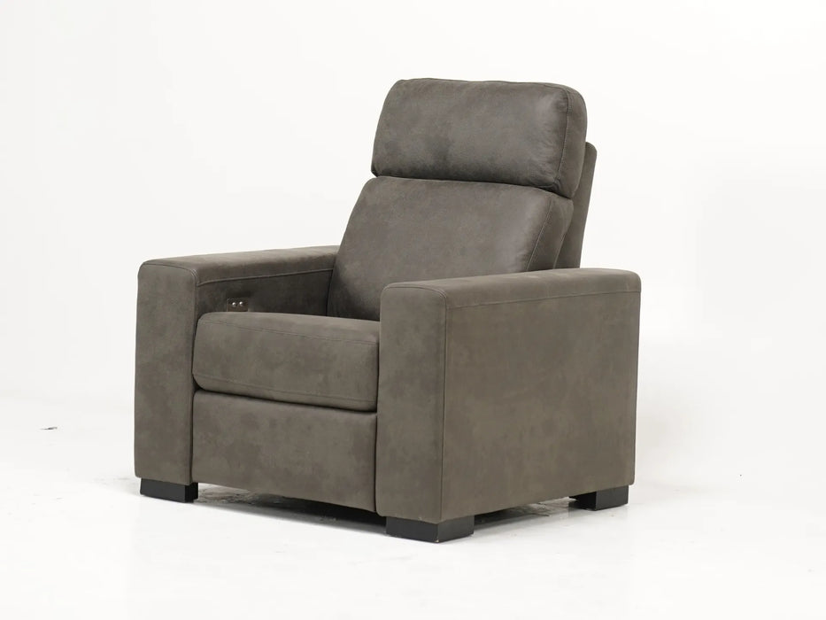 Electric Recliner Chair in Grey Leather|  Small Dot on Backrest | Palmero | Second Hand Sofas 32