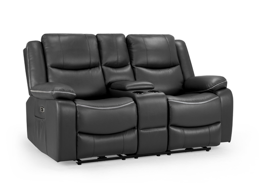 2 Seater Electric Recliner Couch | Black Leather Sofa with Power Reclining Seats, Cup Holders, Storage & USB Ports | Harald | The Sofa Shop