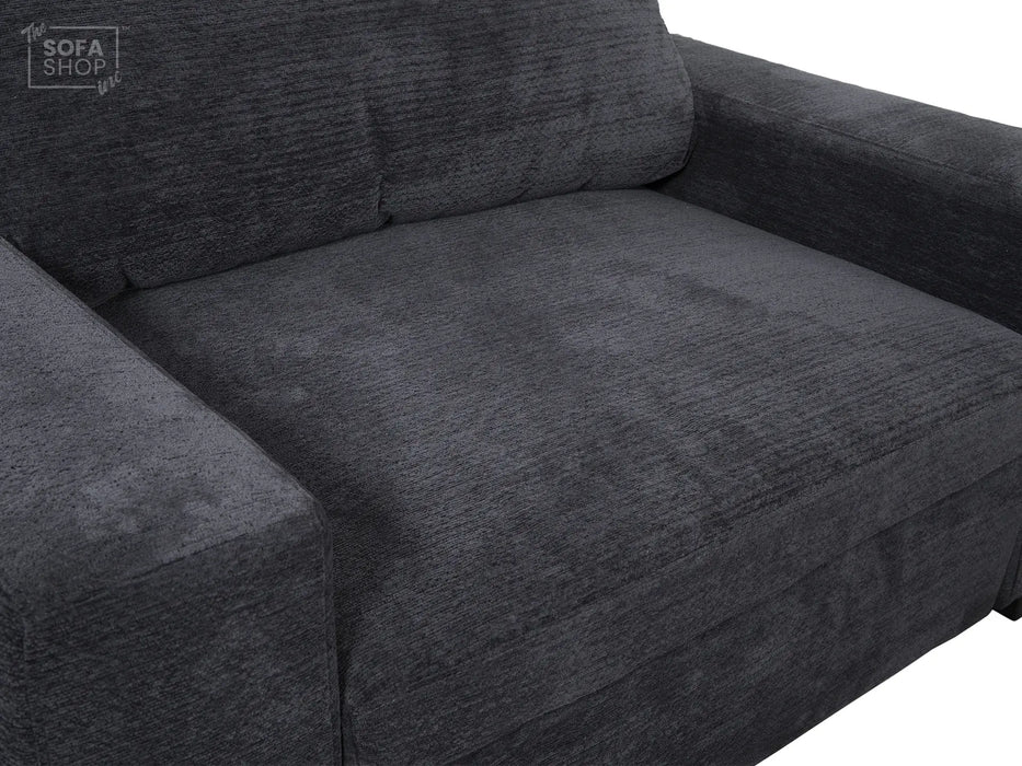 Extendable Electric Sofa Bed Chair in Grey Chenille Fabric | 1 Seater Hi-Tech Sliding Couch Perfect for Home Theatre Seating | USBc Charging Ports | Palma