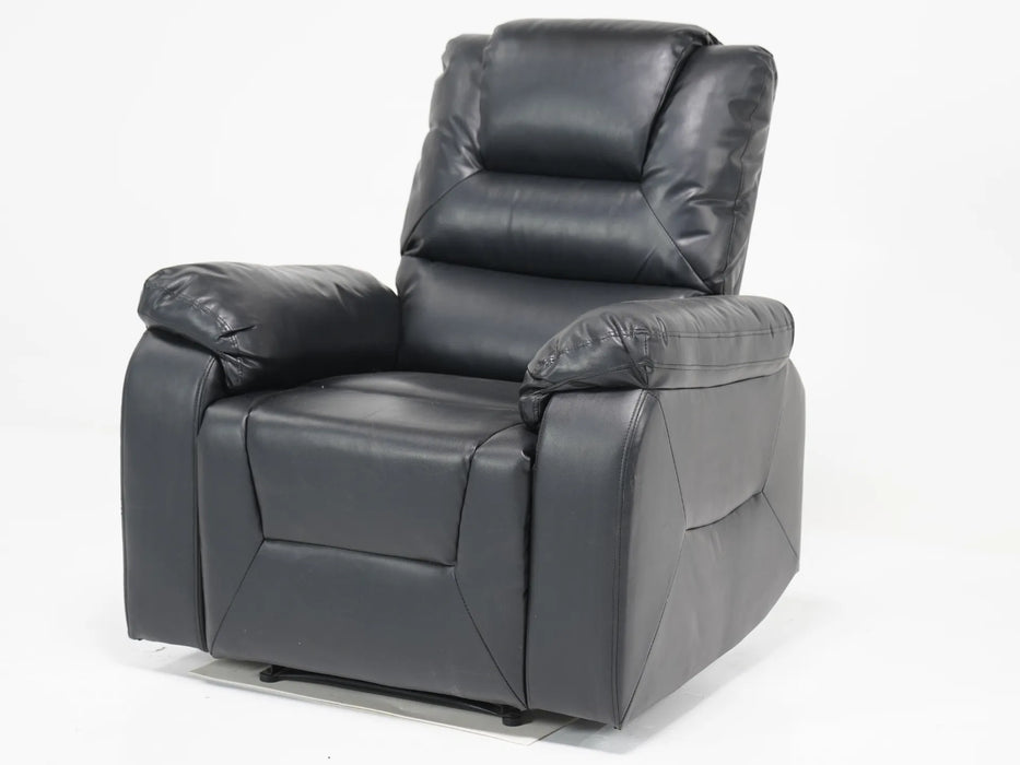 Black Leather Recliner Chair | Rip on Left Side Panel Near Recliner Handle, Tiny Rips on Left Back Panel, Missing Both Ears, Right Side Panel Rip Front & Back| Veneto | Second Hand Sofas 9