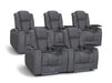 Set of 5 Electric Home Cinema Seats in Grey Woven Fabric, With Recliner, Massage Seats, Removable Table, USB, Lights, Storage Arms, Chilled Cupholders - Pavia