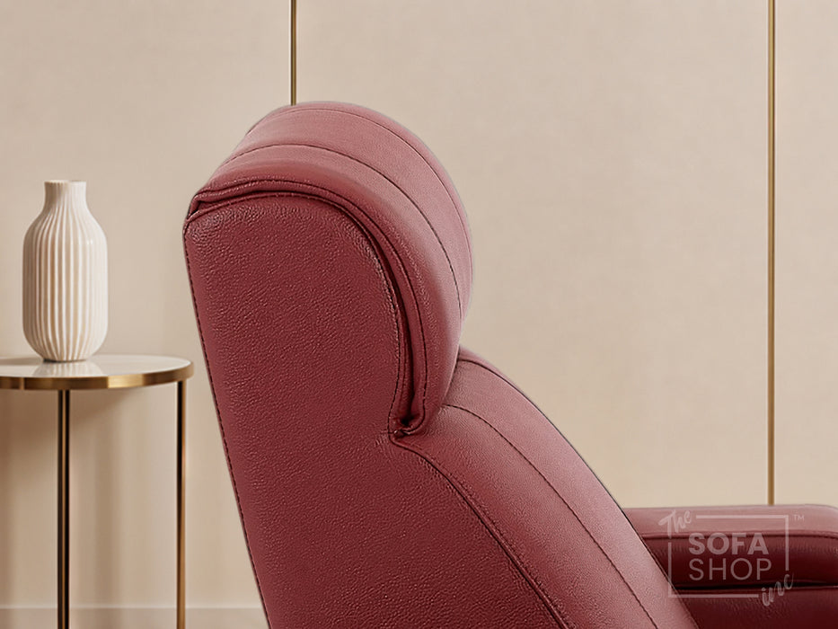 1 Seater Real Leather Electric Recliner Cinema Chair in Red | Massage, Tray Table, Cooling Cup Holder & USB | Rimini | The Sofa Shop