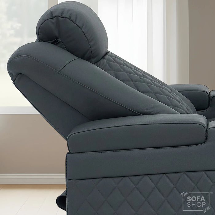 1 Seater Real Leather Electric Recliner Cinema Chair in Grey | Massage, Power Lumbar, Power Headrest, Power Grommet | Milano | The Sofa Shop
