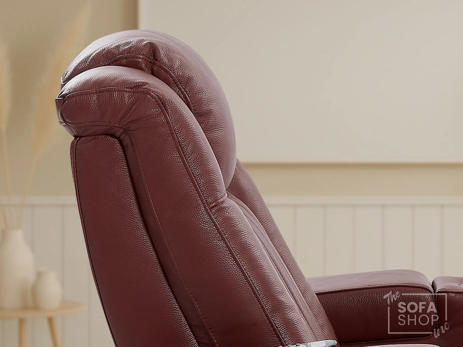 1 Seat Real Leather Electric Recliner Chair Home Cinema Sofa In Red with Full Reclining Seat + LED for Home Theatre Setup | Capri | The Sofa Shop