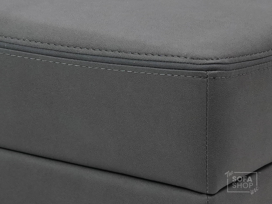 Storage Footstool In Grey Fabric With Dark Grey Piping - Vinsonova