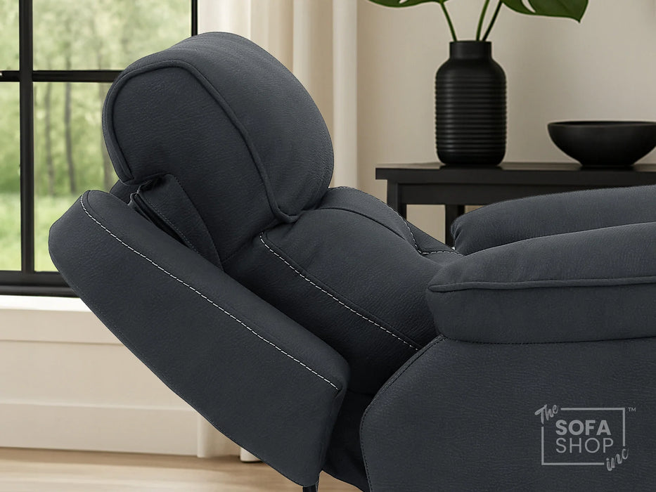 1 Seat Electric Recliner Chair Home Cinema Sofa | Fabric Chair In Charcoal Grey | Hi-Tech Chair with Massage, Heating, Padded Armrests, USB & Power Headrest | Florence