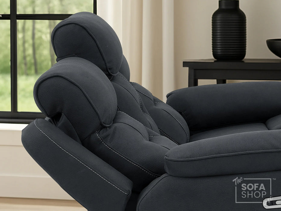 2 Seat Electric Recliner Home Cinema Sofa | Fabric Couch In Charcoal Grey | Hi-Tech Sofa with Massage + Chilled Cupholders + Console + USB | Florence