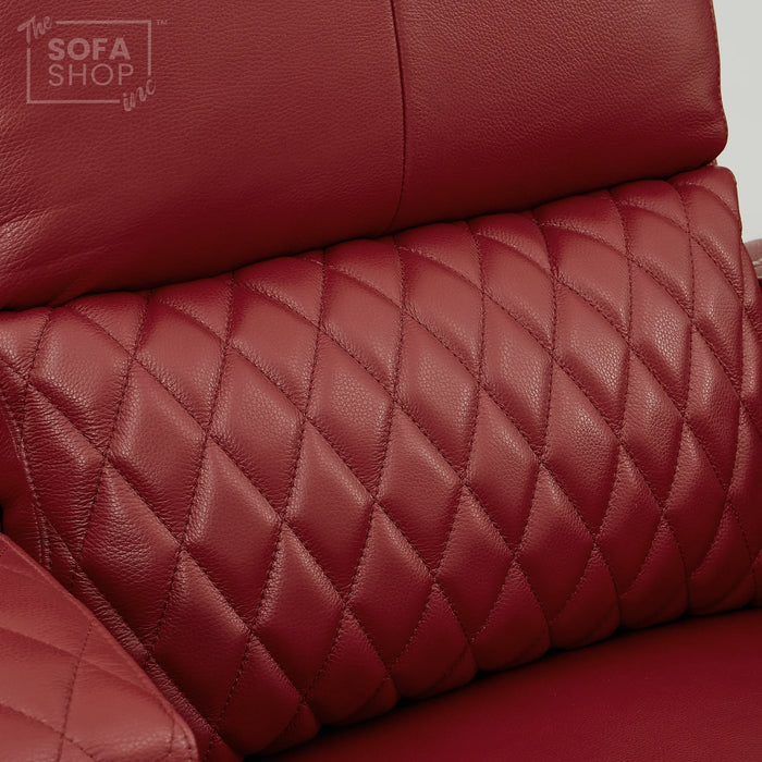 1 Seat Real Leather Electric Recliner Chair Home Cinema Sofa In Red with Massage, LED Cup Holders  & Low Heated Lumbar | Assisi