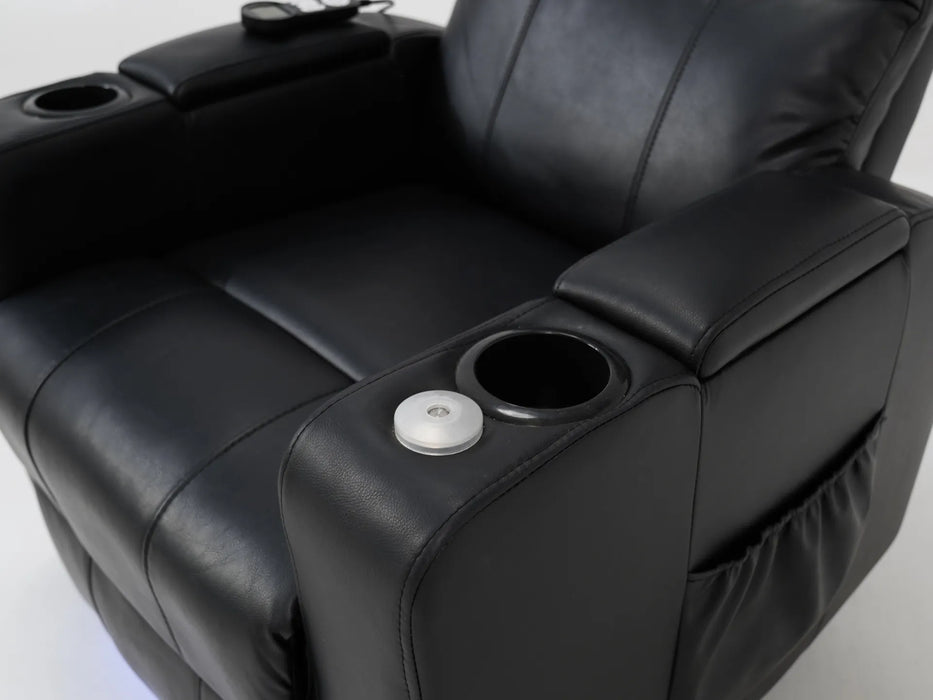 Electric Recliner Chair & Cinema Seat in Black Leather | Scuff On Back of The Backrest | Modena | Second Hand Sofas 53