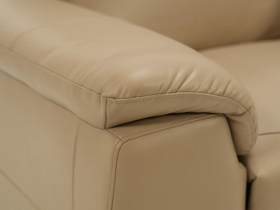 2 Seater Electric Recliner Sofa in Beige Leather | Used Sofa | Storage, Cup Holders & Usb Ports | Solero | Second Hand Sofas 174