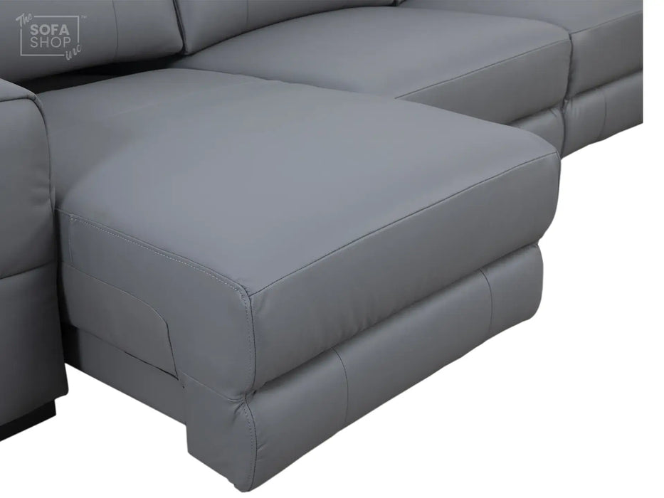 Extendable Electric Sofa - Bed in Grey Real Leather | 3 Independant Power Motion Seats Perfect for Cinema Room & Home Theatre | Adjustable Headrests | USBc Ports | Sevilla