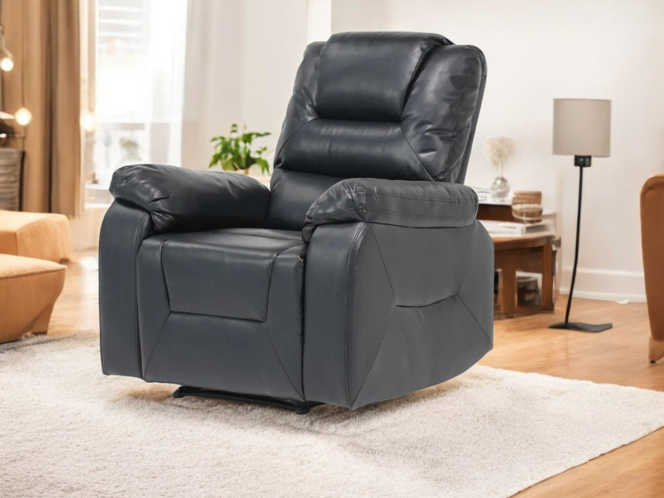 Black Leather Recliner Chair | Rip on Left Side Panel Near Recliner Handle, Tiny Rips on Left Back Panel, Missing Both Ears, Right Side Panel Rip Front & Back| Veneto | Second Hand Sofas 9