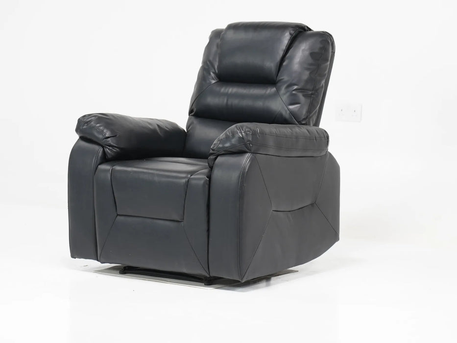 Black Leather Recliner Chair | Rip on Left Side Panel Near Recliner Handle, Tiny Rips on Left Back Panel, Missing Both Ears, Right Side Panel Rip Front & Back| Veneto | Second Hand Sofas 9