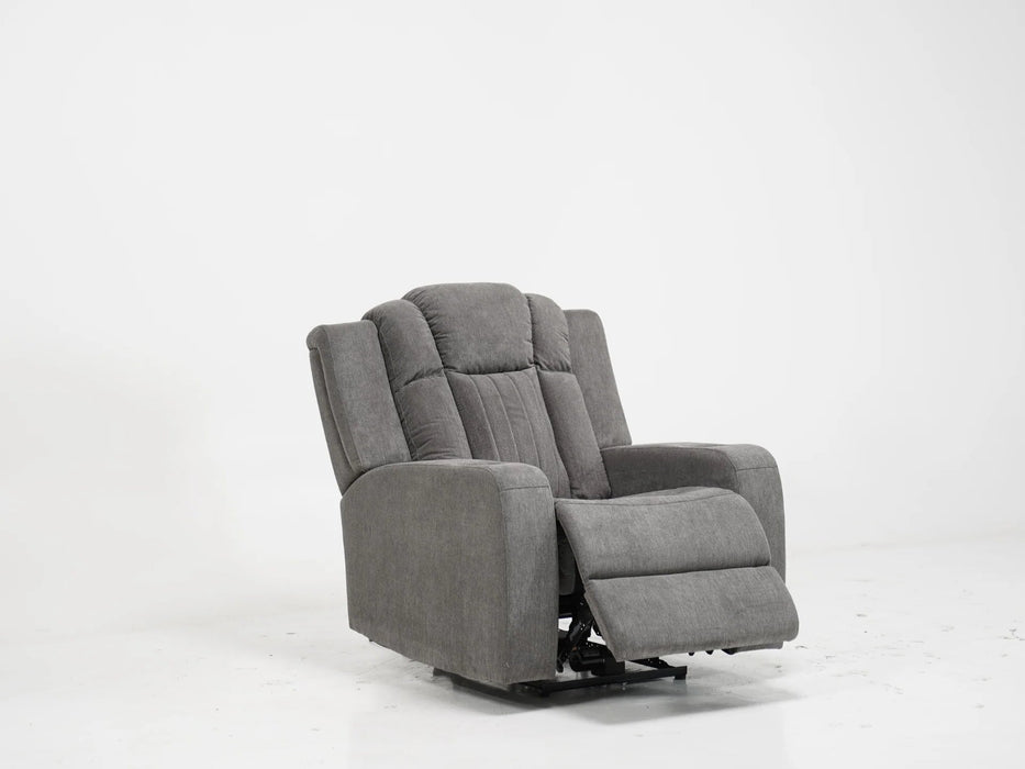 Electric Recliner Cinema Chair in Light Grey Fabric with Cup Holders - Sample Sofa 21