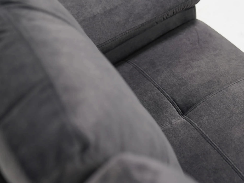 2 Seater In Dark Grey Velvet With Chrome Feet Kansas - Sample Sofas 19
