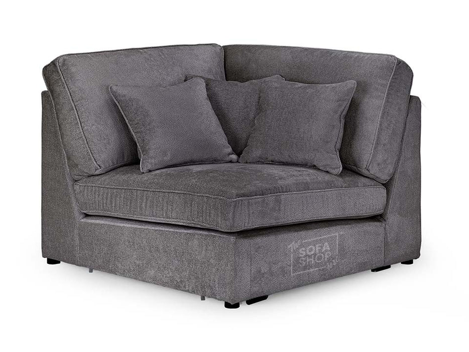 Left Hand Facing Corner Sofa in Grey, White Or Mocha Fabric -  Kiana