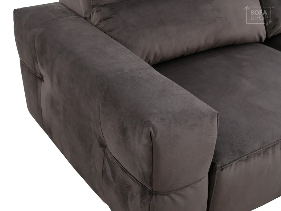 Extendable Electric Sofa - Bed in  Grey Fabric | 3 Seater Home Cinema Couch with Power Sliding Mechanism & USBc Ports | Murcia