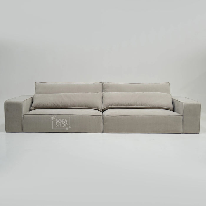 4 Seater Static Fabric Sofa & Footstool | RHF Stain, Back Damage & No Feet | Vicenza | Second Hand Sofa 27