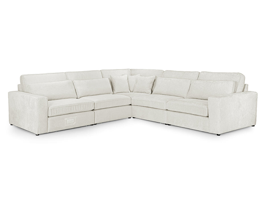 Modular Corner Sofa In Grey, White Or Mocha Fabric -  Kiana