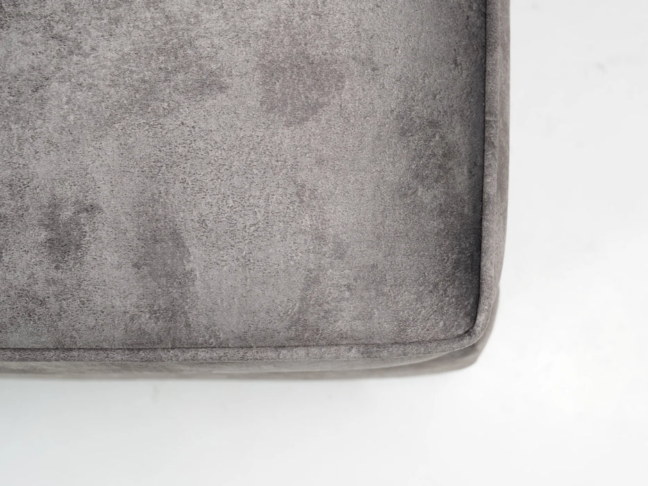 Large Grey Plush Velvet Footstool - 40