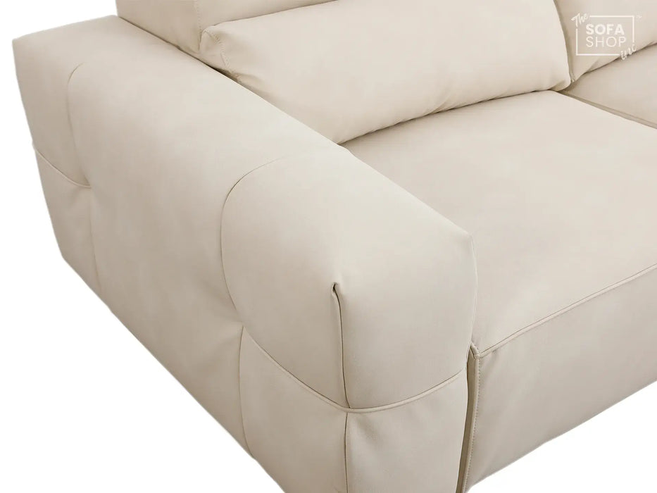 Extendable Electric Sofa - Bed in Cream Resillience Fabric | 3 Seater Smart Power Sliding Couch for Home Theatre Seating | USBc Ports | Murcia