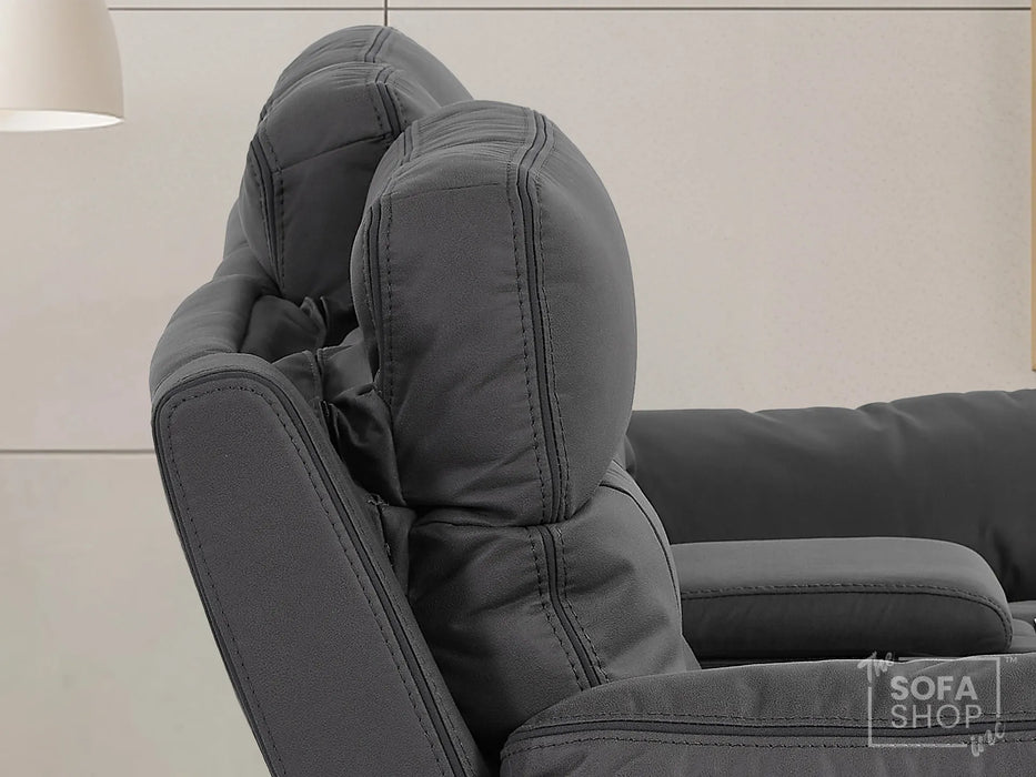 2 Seater Electric Recliner Cinema Sofa in Grey Fabric | Hi-Tech Cinema Seats with Console, Power Headrest, Power Recliner, Bluetooth, Socket Set, Storage Drawer, USB & Wireless Charging | Sicily