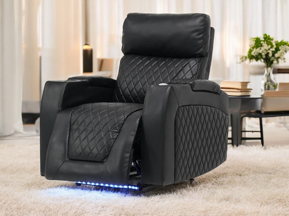 Electric Recliner Cinema Chair in Black Leather – Small Rip on Left-Hand Facing Inner Arm, Scuffs on All Four Bottom Corners & Rear Side Panels | Venice | Second Hand Sofas 40